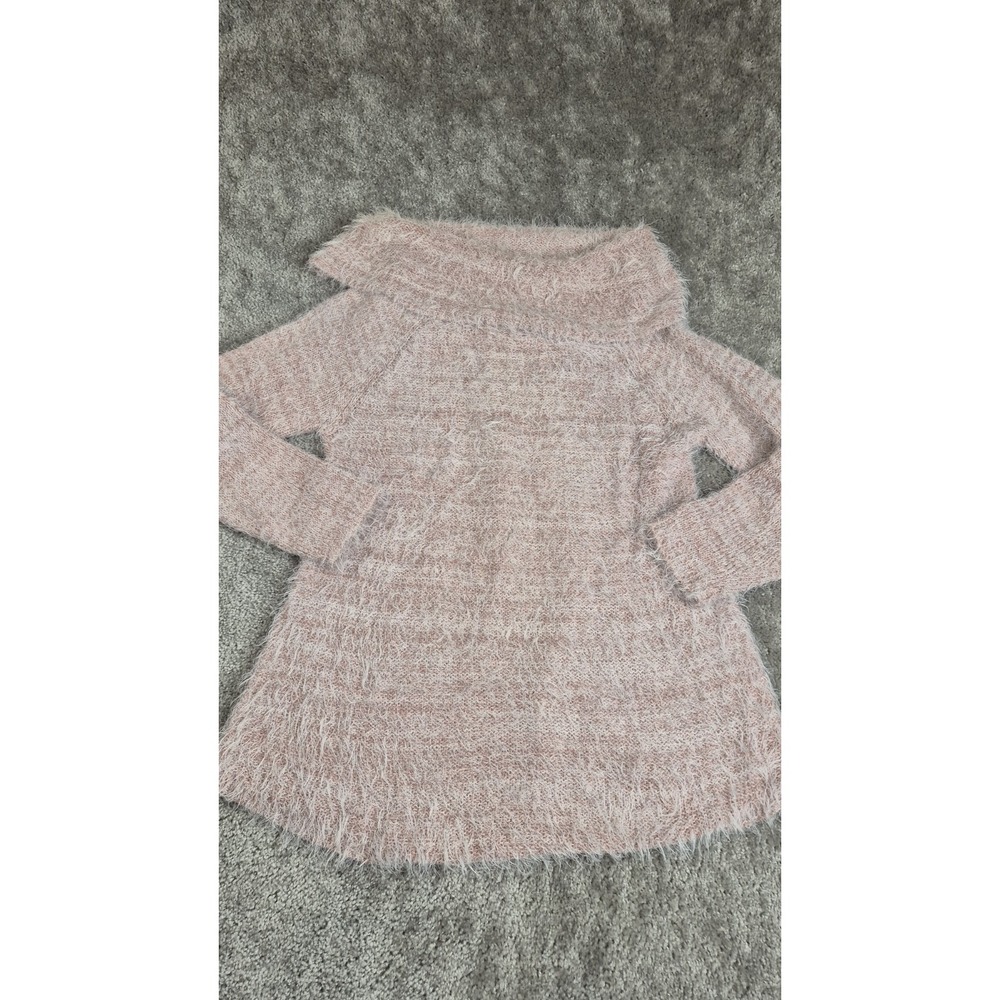 Joseph A  Pullover Sweater Womens Large Cowl Neck‎ Blush Pink Fuzzy Warm